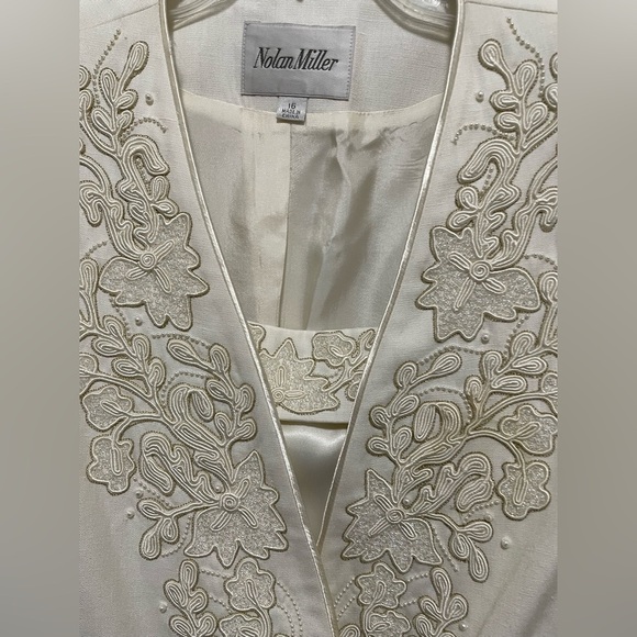Nolan Miller white Embroidered beaded Women's Jacket with matching tank size 16 - Picture 5 of 11